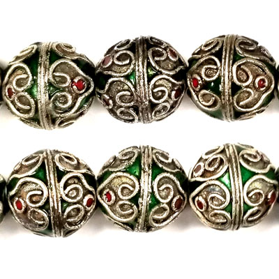 ENAMEL ROUND 15MM GREEN